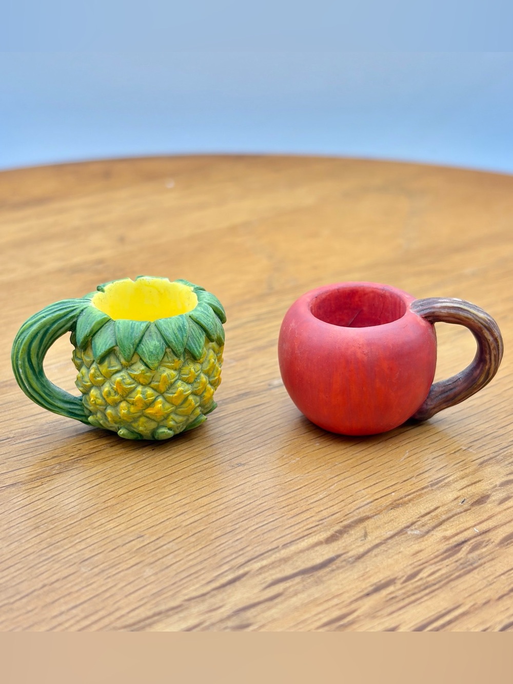 Vintage Miniature Fruit Themed Mugs Cups Trinket Shelf Doll House Fairy House